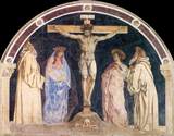   Cross Jesus Depiction On Cemetary Monument 